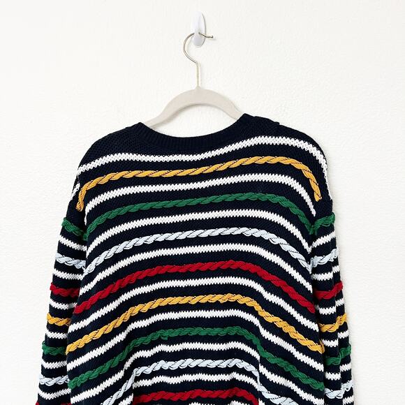 [La Ligne] x Target Navy Blue Textured Striped Cardigan Sweater Chunky Knit 2X - Picture 8 of 12